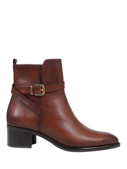 Jones Bootmaker Kyra Leather Heeled Ankle Boots, Brown