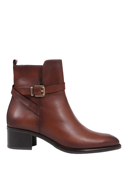 Jones Bootmaker Kyra Leather Heeled Ankle Boots, Brown