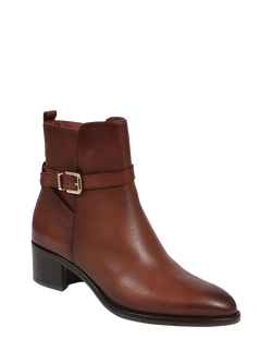 Jones Bootmaker Kyra Leather Heeled Ankle Boots - view 2, Brown