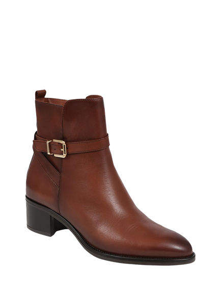 Jones Bootmaker Kyra Leather Heeled Ankle Boots - view 2, Brown