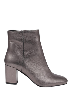 Jones Bootmaker Neptune 3 Leather Heeled Ankle Boots, Pewter