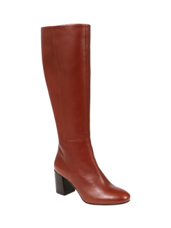 Jones Bootmaker Neptune Large Width Calf Fit Long Leather Boots - view 2, Tan