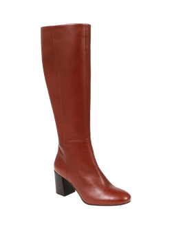 Jones Bootmaker Neptune Slim Width Calf Fit Long Leather Boots - view 2, Tan