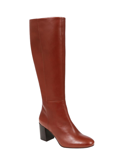 Jones Bootmaker Neptune Slim Width Calf Fit Long Leather Boots - view 2, Tan