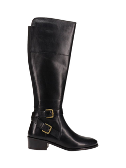 Jones Bootmaker Phoebe Large Width Calf Fit Fit Knee High Leather Boots, Black