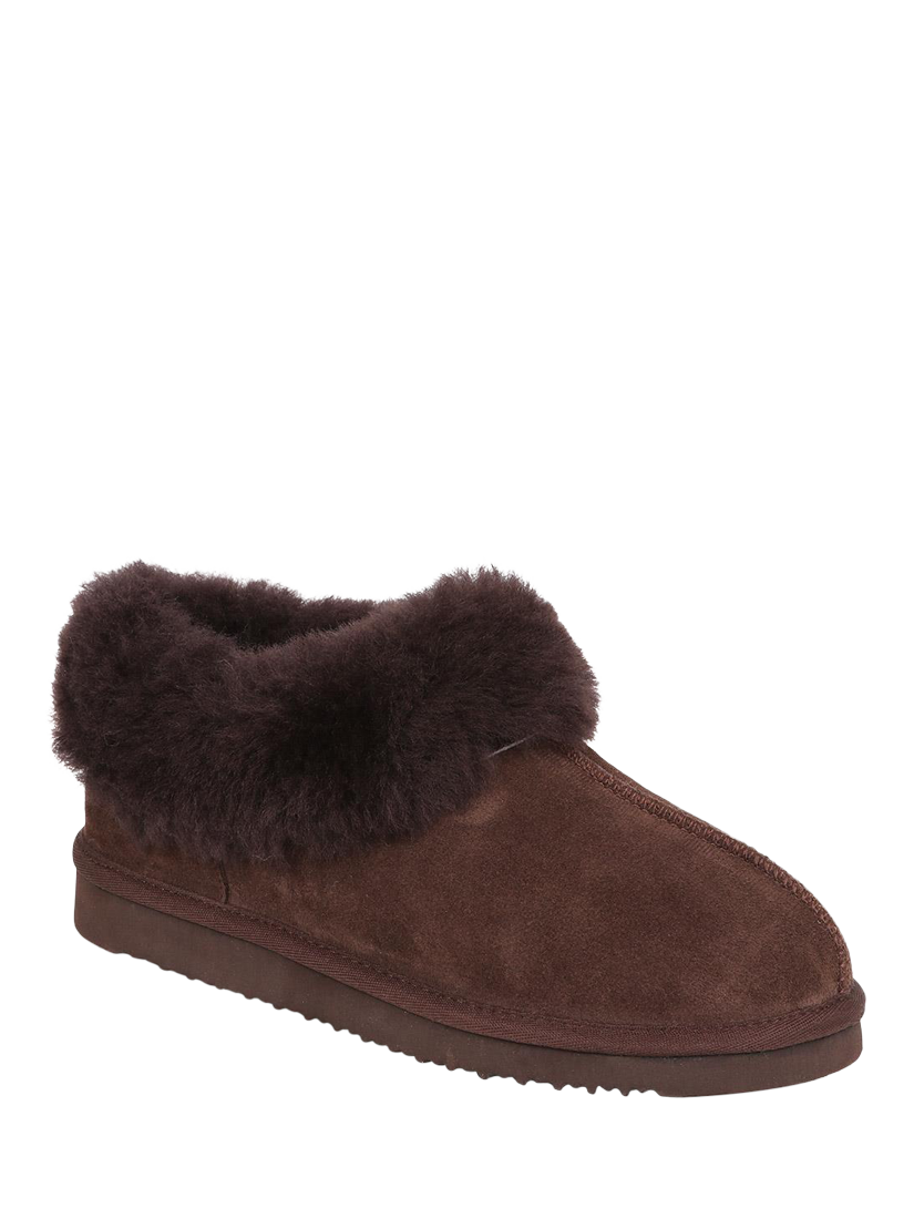 Product image 2 of 4, which shows Jones Bootmaker Fabiola Sheepskin Faux Fur Lined Slippers, Chocolate, 3