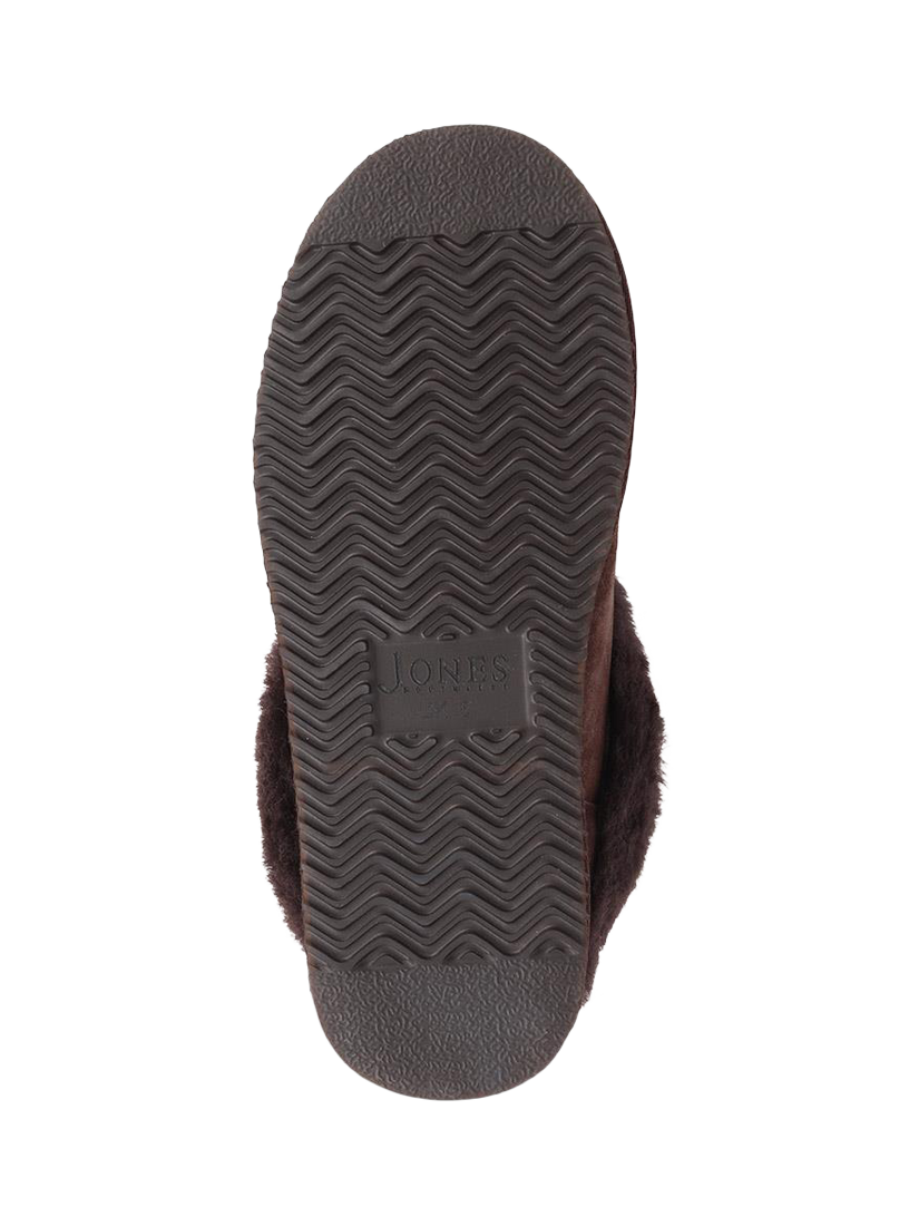 Product image 4 of 4, which shows Jones Bootmaker Fabiola Sheepskin Faux Fur Lined Slippers, Chocolate, 3
