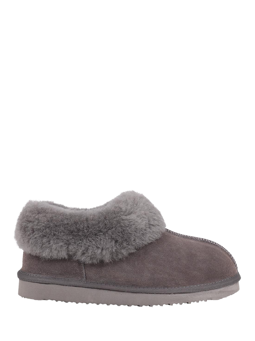 Product image 1 of 5, which shows Jones Bootmaker Fabiola Sheepskin Faux Fur Lined Slippers, Grey, 3