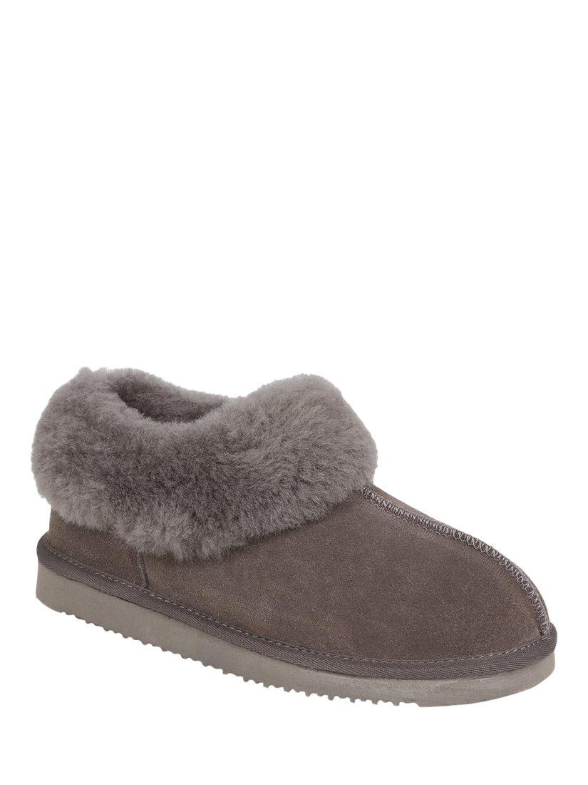 Product image 2 of 5, which shows Jones Bootmaker Fabiola Sheepskin Faux Fur Lined Slippers, Grey, 3