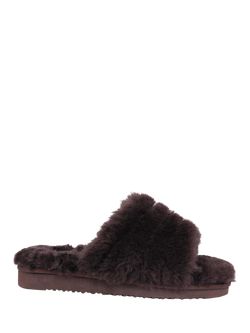 Jones Bootmaker Falonda Faux Fur Mule Slippers, Chocolate, Chocolate