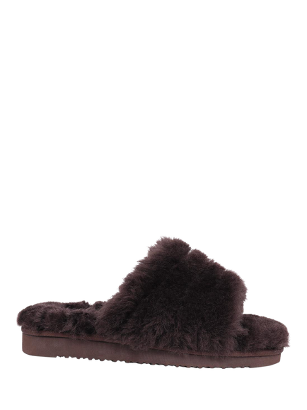 Jones Bootmaker Falonda Faux Fur Mule Slippers, Chocolate, Chocolate