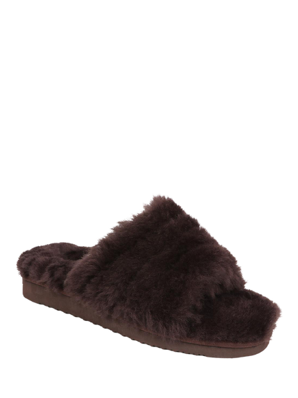 Jones Bootmaker Falonda Faux Fur Mule Slippers, Chocolate - view 2, Chocolate