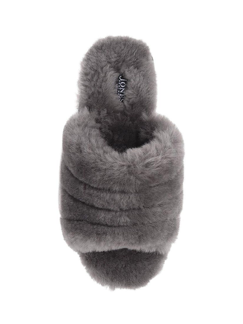 Product image 4 of 5, which shows Jones Bootmaker Falonda Faux Fur Mule Slippers, Grey, 3