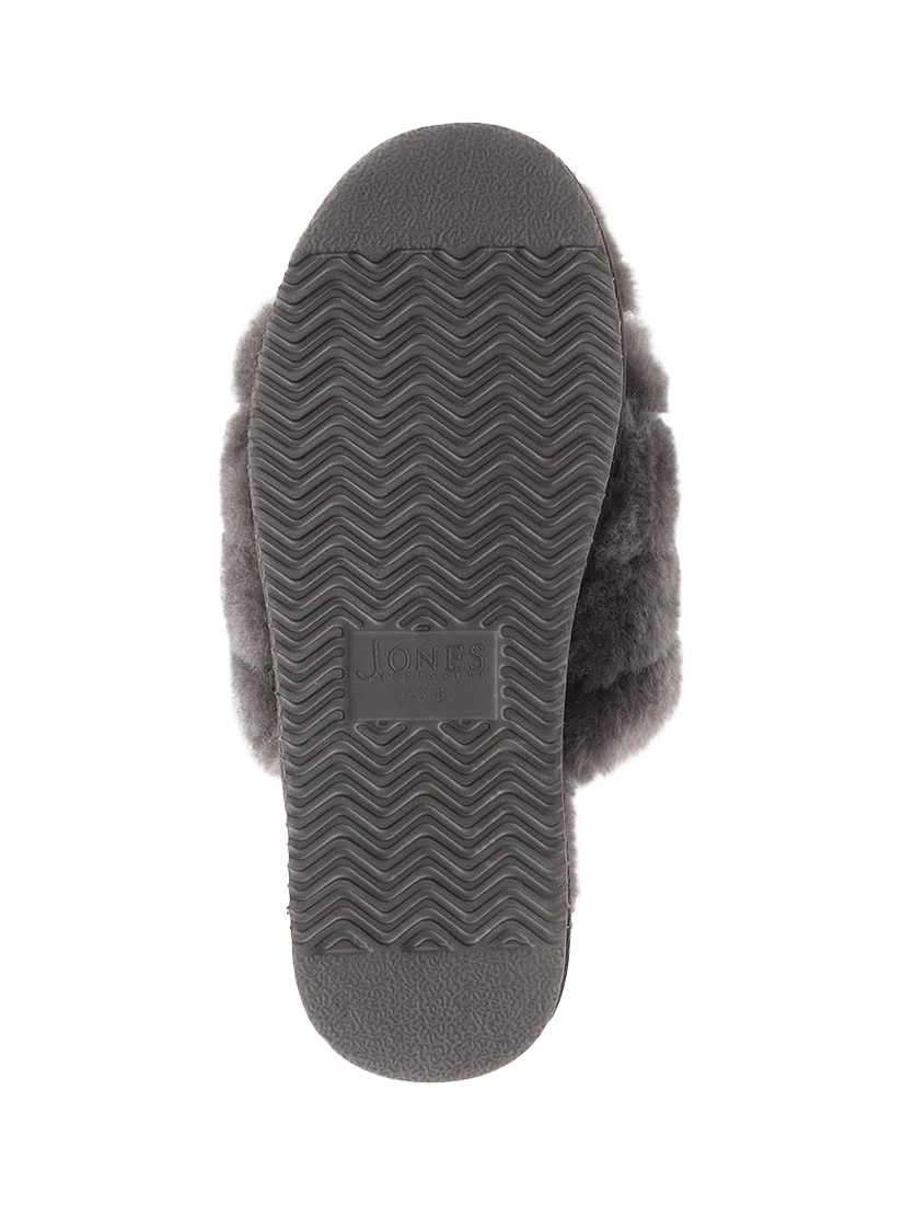 Product image 5 of 5, which shows Jones Bootmaker Falonda Faux Fur Mule Slippers, Grey, 3