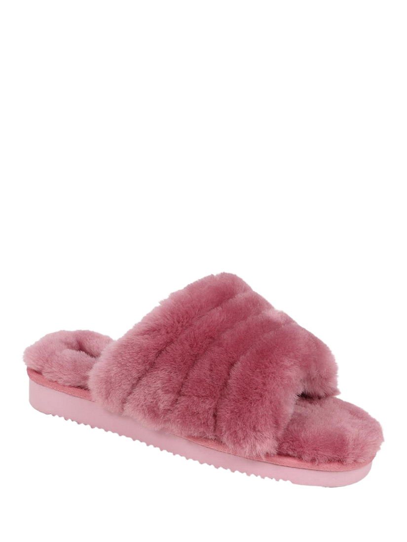 Product image 2 of 5, which shows Jones Bootmaker Falonda Faux Fur Mule Slippers, Pink, 3