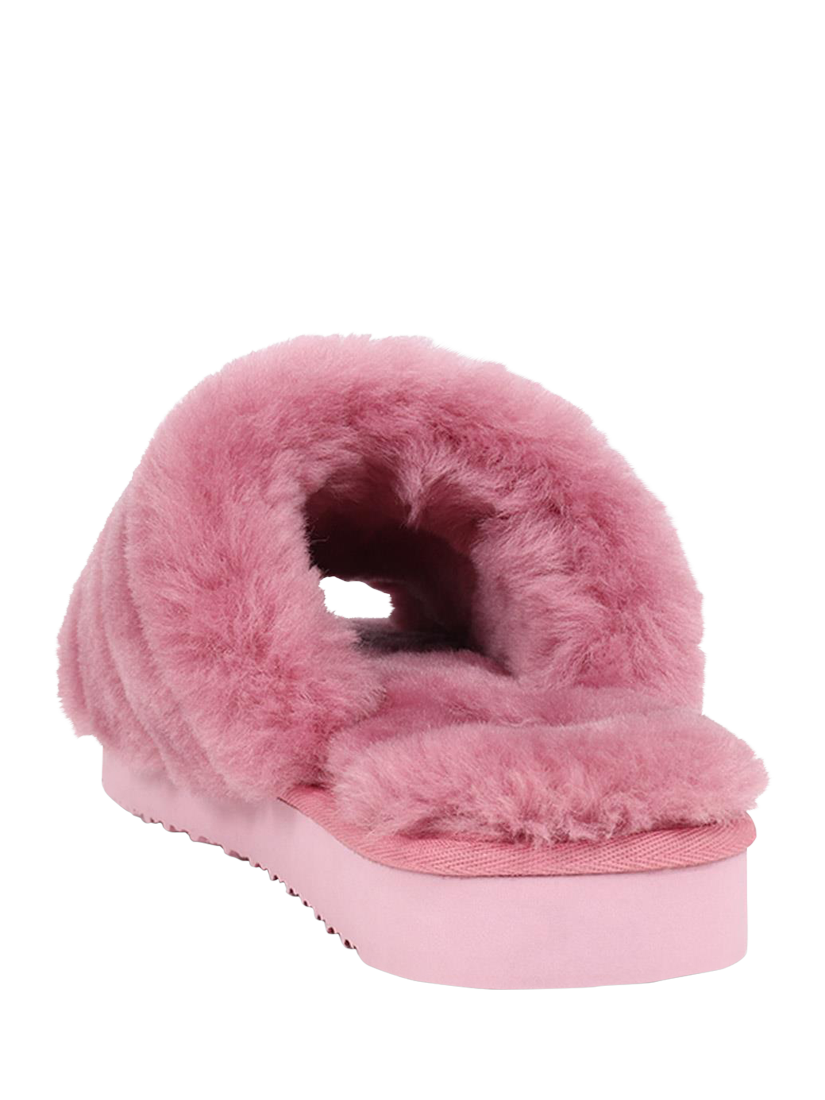 Product image 3 of 5, which shows Jones Bootmaker Falonda Faux Fur Mule Slippers, Pink, 3