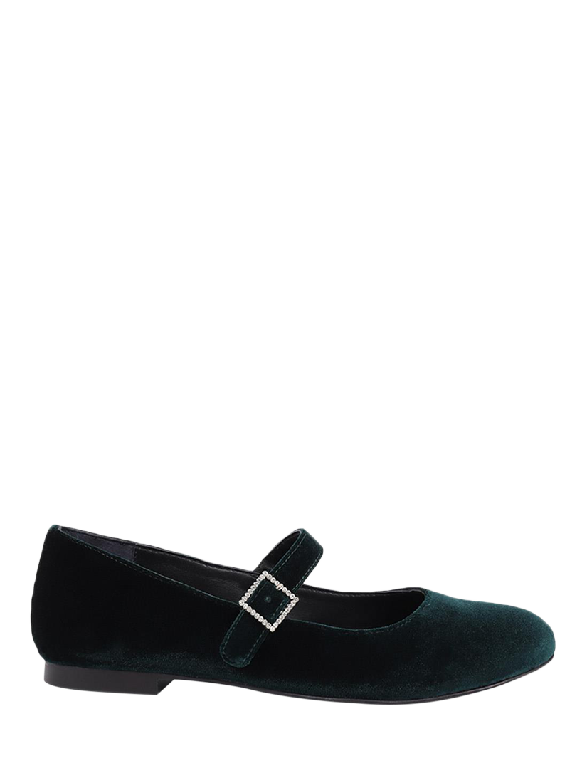 Product image 1 of 5, which shows Jones Bootmaker Samuela Flat Ballet Pumps, Green, 3