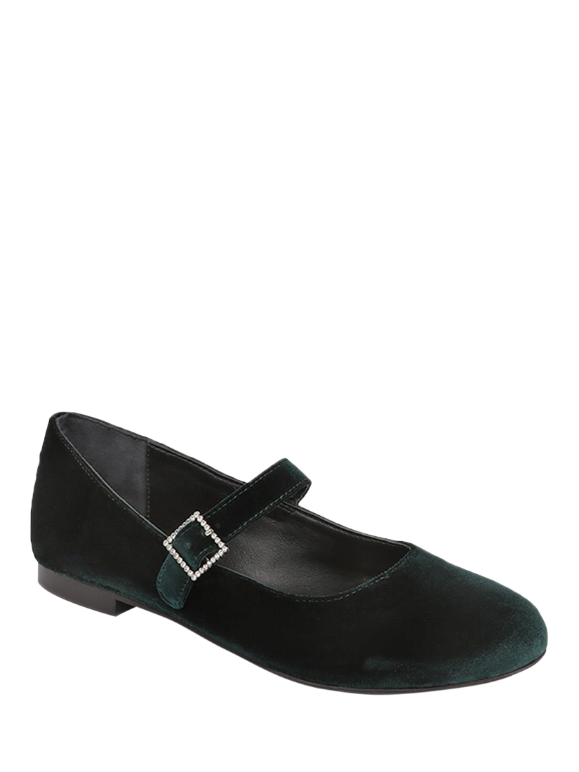 Product image 2 of 5, which shows Jones Bootmaker Samuela Flat Ballet Pumps, Green, 3