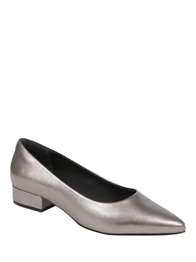 Product image 2 of 5, which shows Jones Bootmaker Sunstone Leather Pointed Courts, Pewter, 3