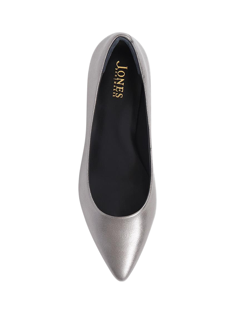 Product image 4 of 5, which shows Jones Bootmaker Sunstone Leather Pointed Courts, Pewter, 3