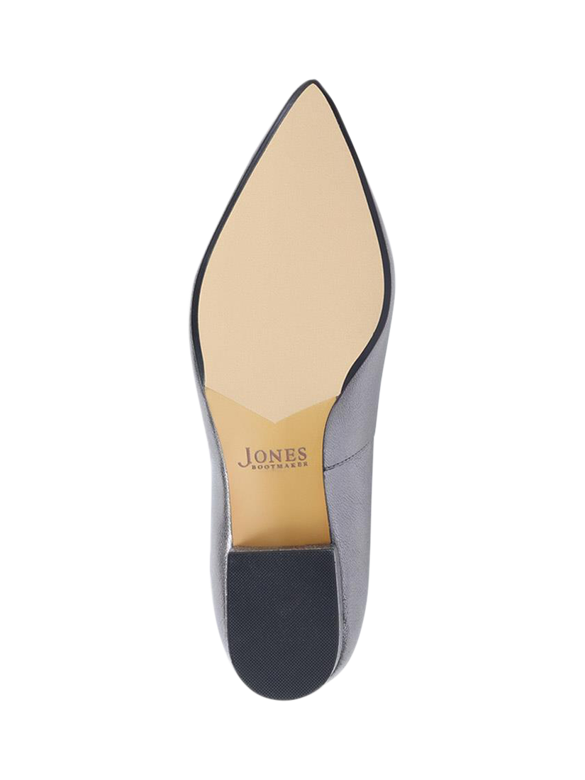Product image 5 of 5, which shows Jones Bootmaker Sunstone Leather Pointed Courts, Pewter, 3