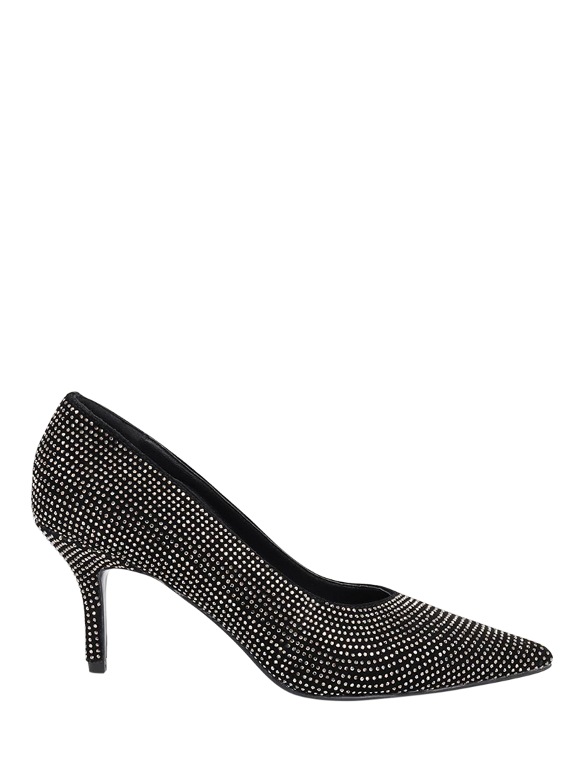 Product image 1 of 4, which shows Jones Bootmaker Yanna Embellished Pointed Heeled Courts, Pewter, 3