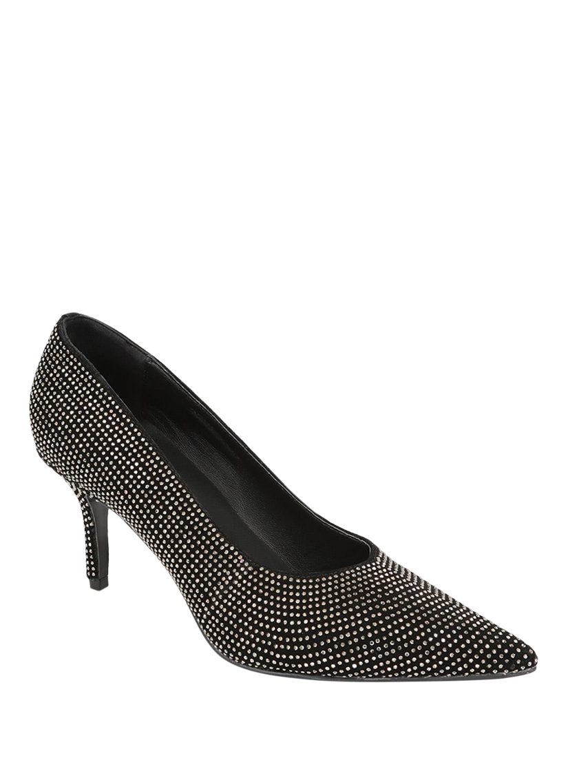 Product image 2 of 4, which shows Jones Bootmaker Yanna Embellished Pointed Heeled Courts, Pewter, 3