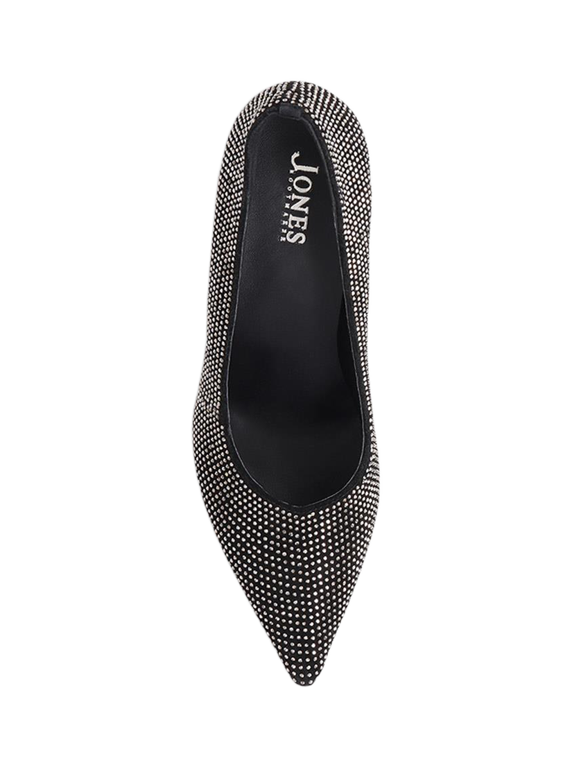Product image 4 of 4, which shows Jones Bootmaker Yanna Embellished Pointed Heeled Courts, Pewter, 3