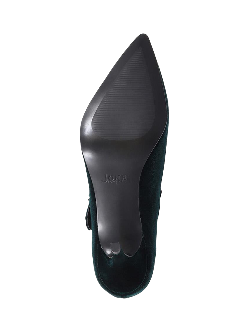 Product image 5 of 5, which shows Jones Bootmaker Yumi Velour Pointed Heeled Courts, Green, 3