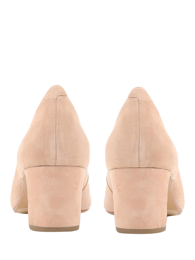 Product image 4 of 6, which shows Jones Bootmaker Zoey Suede Scallop Heeled Courts, Beige, 3