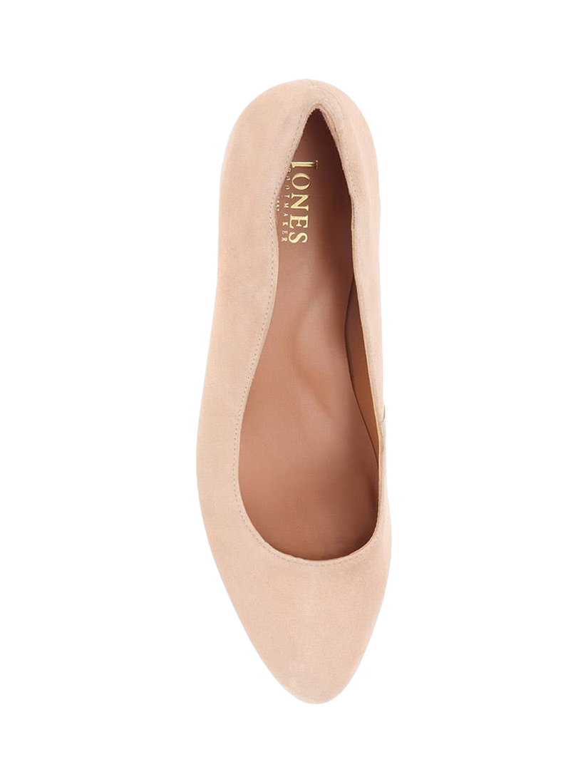 Product image 5 of 6, which shows Jones Bootmaker Zoey Suede Scallop Heeled Courts, Beige, 3