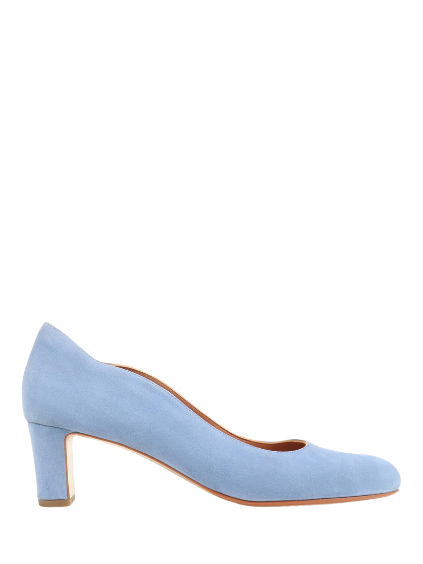 Jones Bootmaker Zoey Suede Scallop Heeled Courts Powder Blue