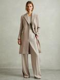 Reiss Louis Wool Blend Longline Coat, Stone