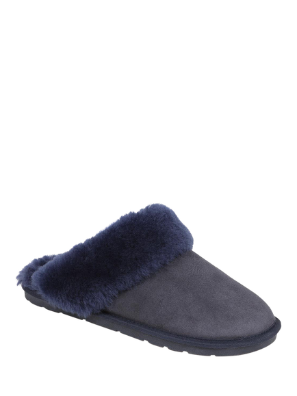 Jones Bootmaker Bella-Rose Sheepskin Mule Slippers - view 2, Navy