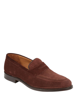 Jones Bootmakers Barcelona 2 Suede Loafers, Dark Brown - view 2, Dark Brown