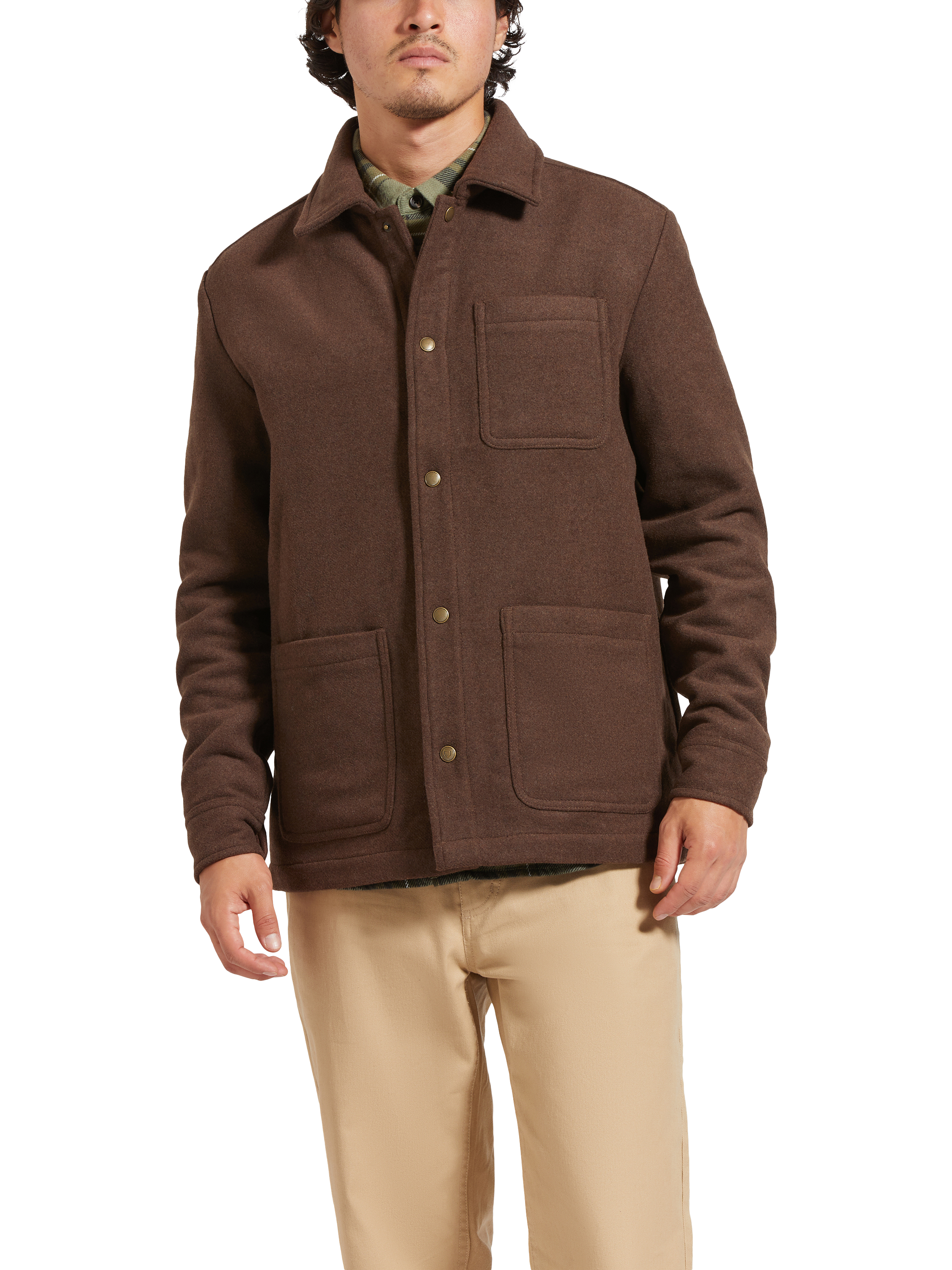 Product image 2 of 3, which shows Brixton Shop Menswear Chore Coat, Pinecone Brown, S