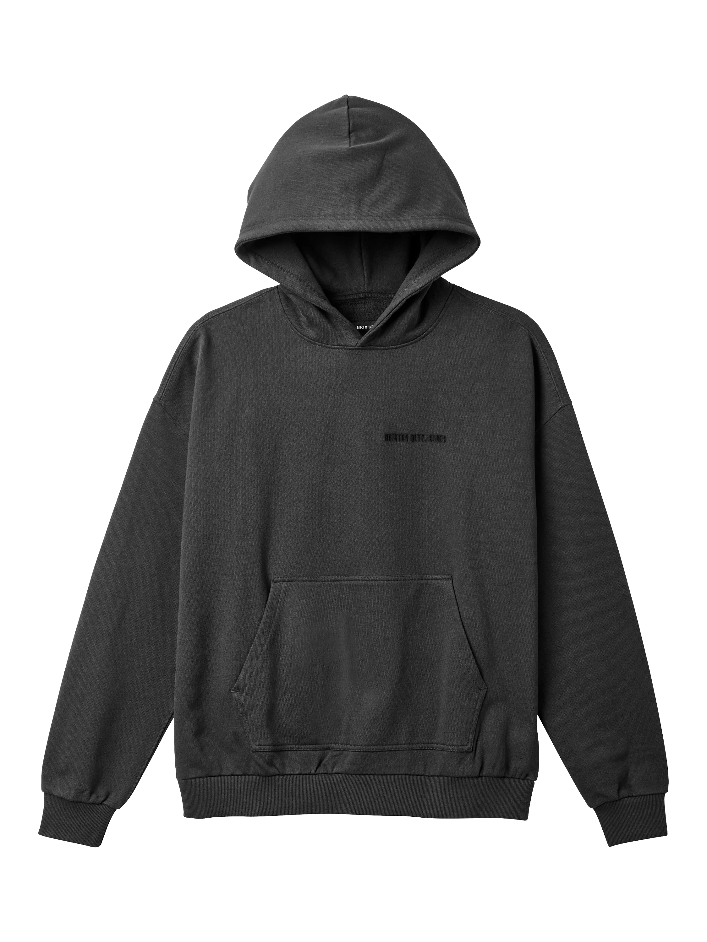 Brixton Embroidered Heavyweight Oversized Hoodie Washed Black