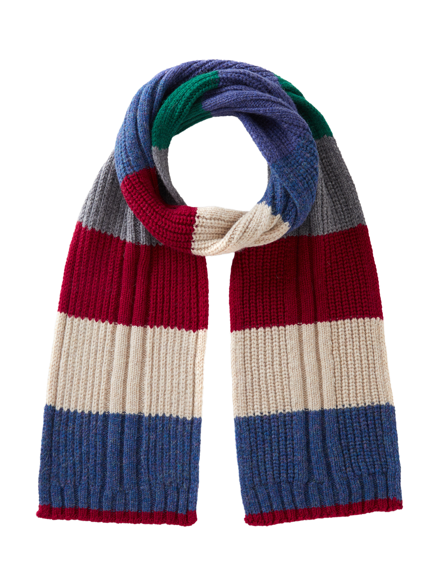 Benetton Knitted Striped Wool Scarf, Multi