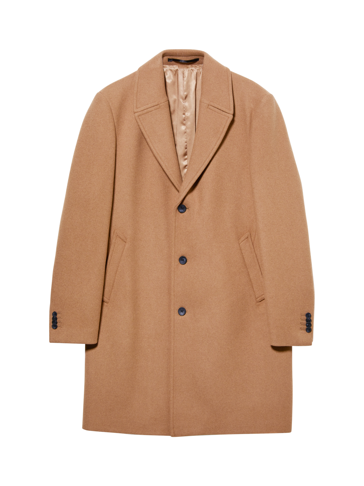 Product image 5 of 5, which shows SISLEY Slim Fit Single Breasted Wool Blend Coat, Camel, 38R