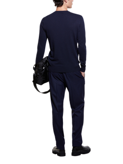 SISLEY Wool and Cashmere Blend Crew Neck Sweater - view 2, Navy