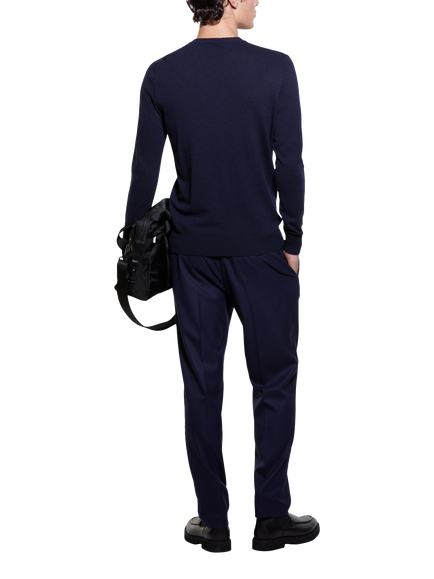 SISLEY Wool and Cashmere Blend Crew Neck Sweater - view 2, Navy