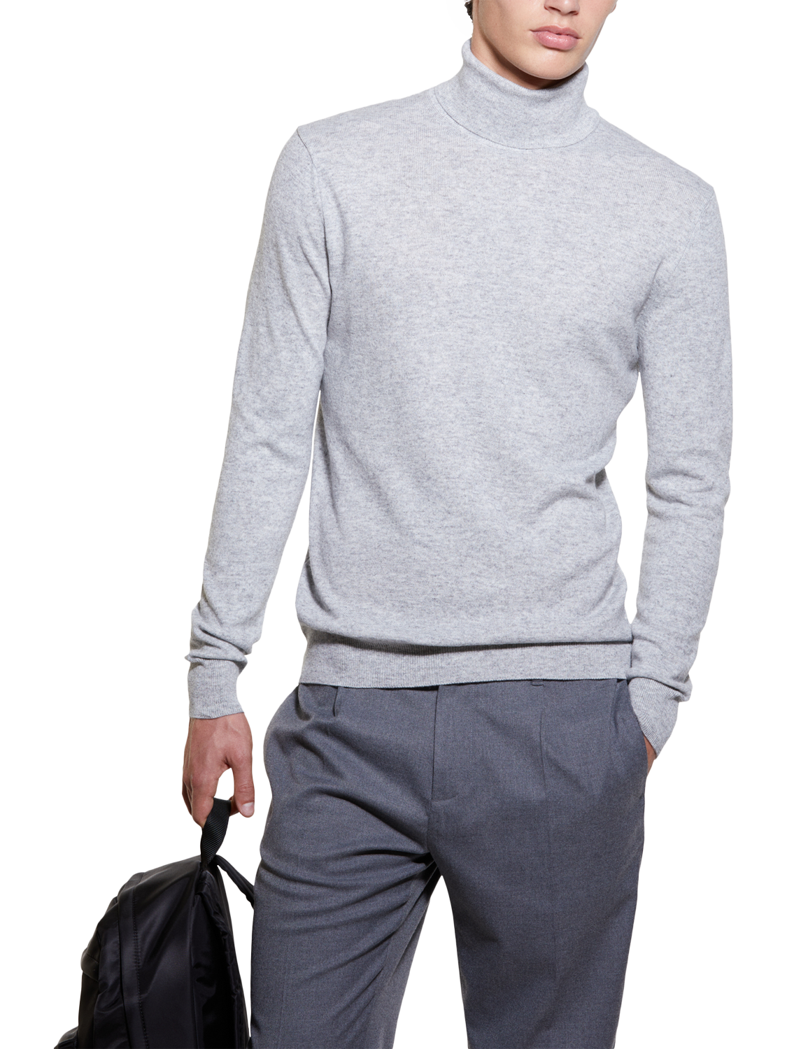 SISLEY Wool Blend Roll Neck Jumper, Grey