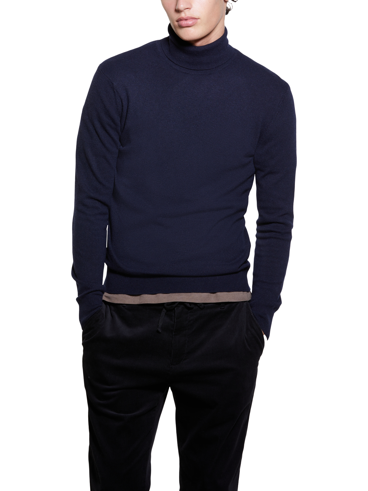 Product image 1 of 5, which shows SISLEY Roll Neck Wool Cashmere Blend Jumper, Navy, XXL