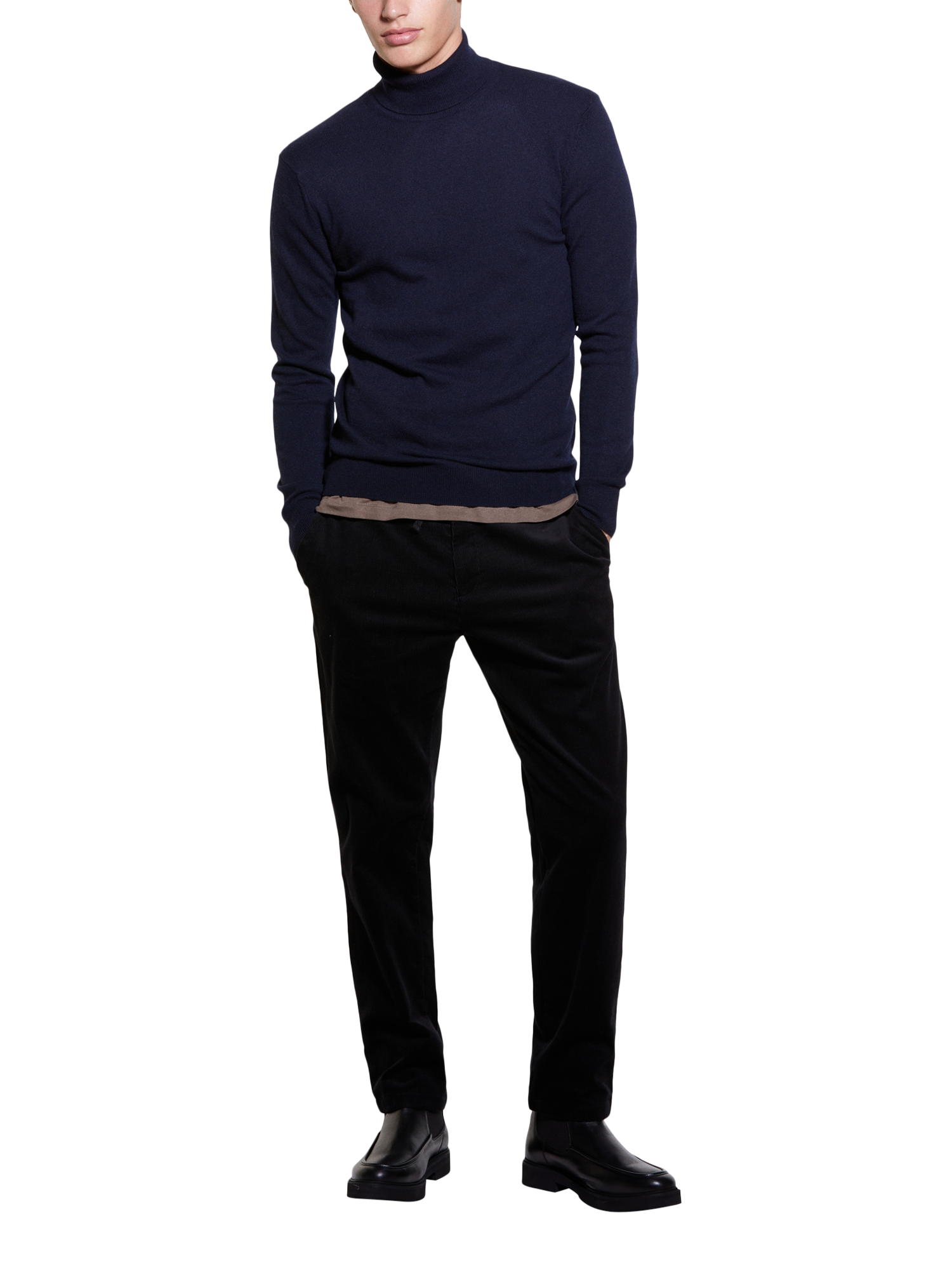 Product image 3 of 5, which shows SISLEY Roll Neck Wool Cashmere Blend Jumper, Navy, XXL