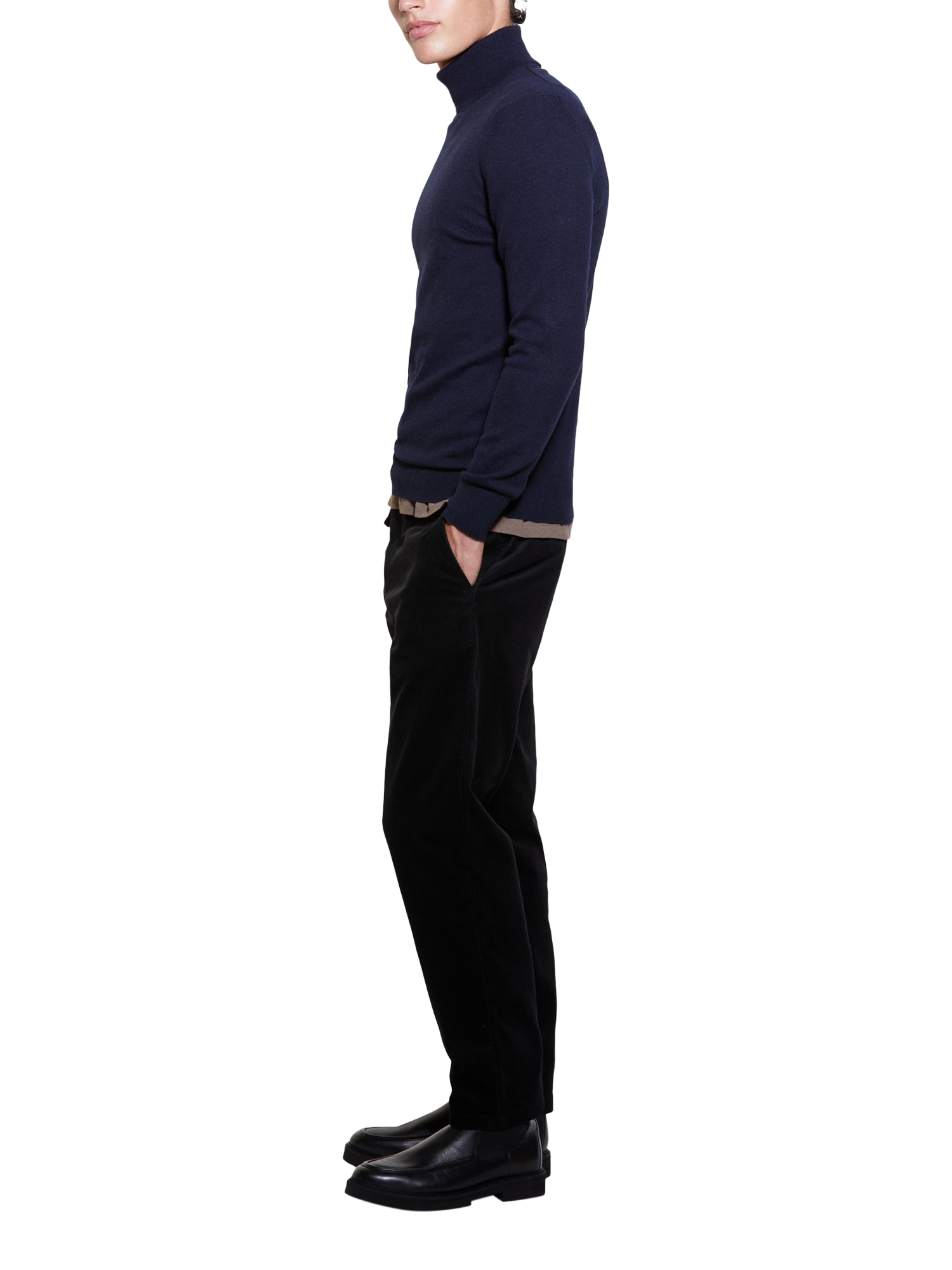 Product image 4 of 5, which shows SISLEY Roll Neck Wool Cashmere Blend Jumper, Navy, XXL
