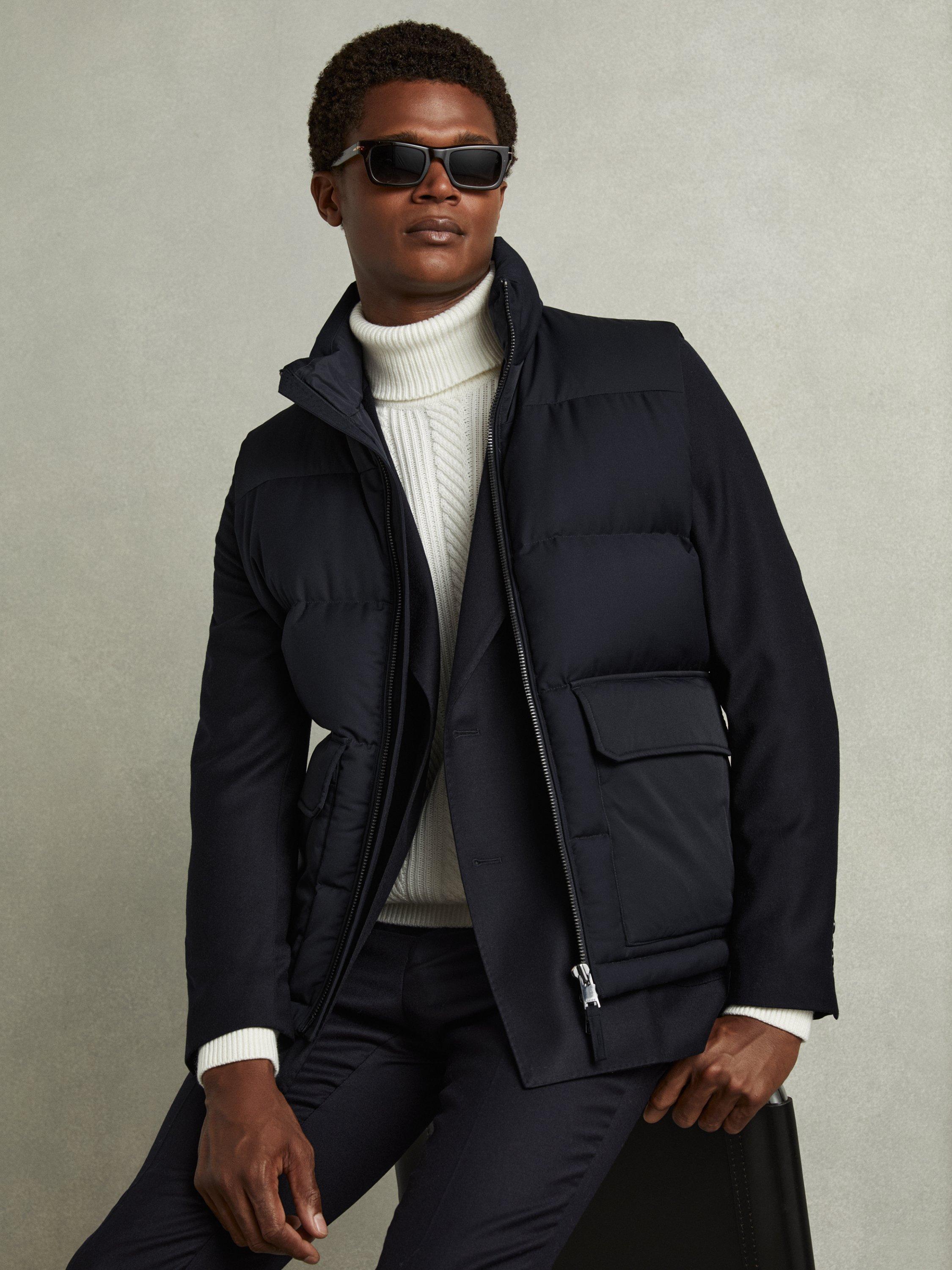 Reiss Dante Patch Pocket Quilted Gilet, Navy