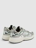 Reiss Volt Leather Blend Trainers, Silver/Green