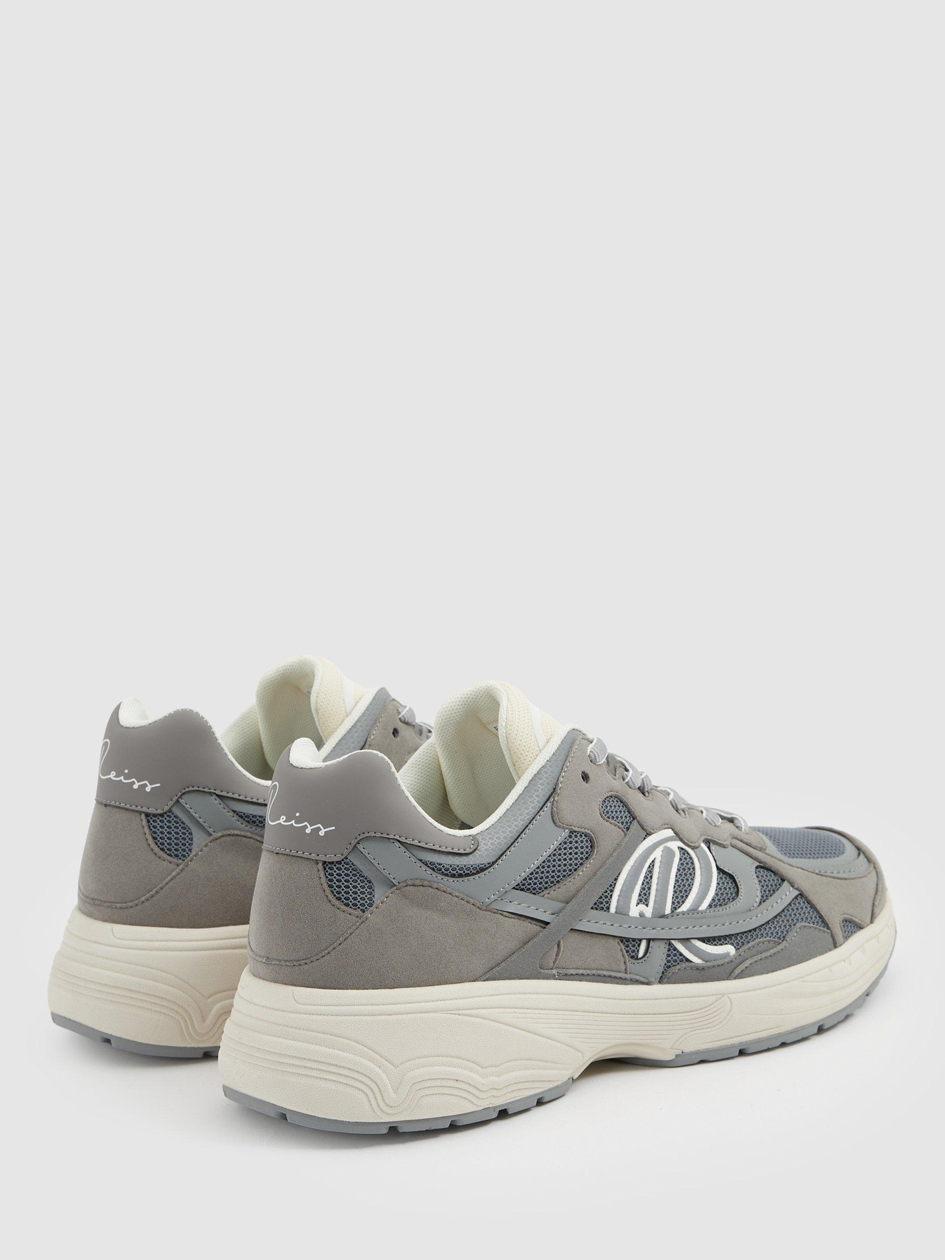 Product image 4 of 4, which shows Reiss Volt Leather Blend Trainers, Grey, 7