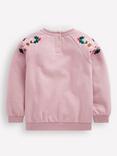 Mini Boden Kids' Festive Embroidered Sweatshirt, Vintage Pink