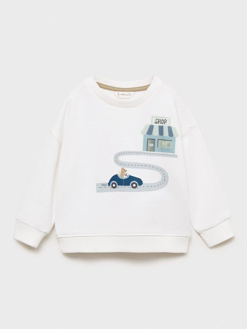 Mango Kids' Cotton Shop Graphic Sweatshirt, White/Multi